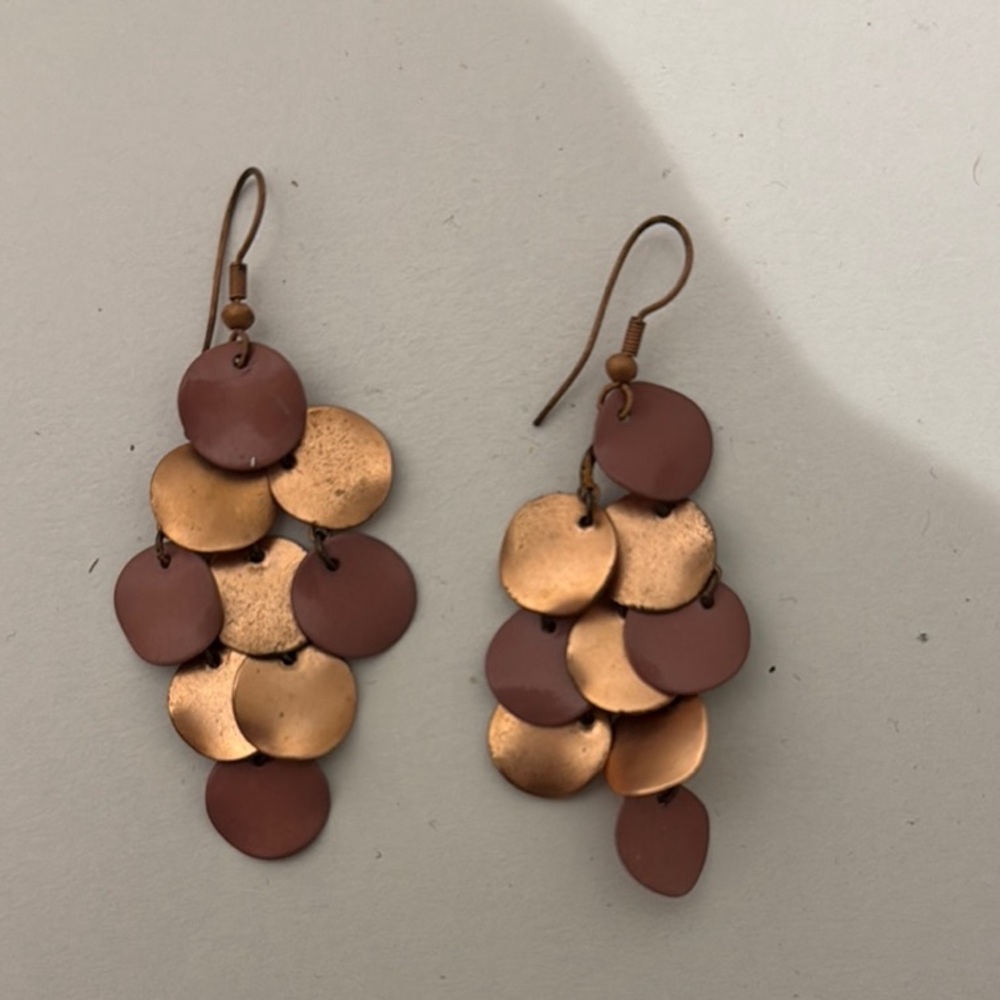 Elegant Gold and Brown Dangle Earrings
